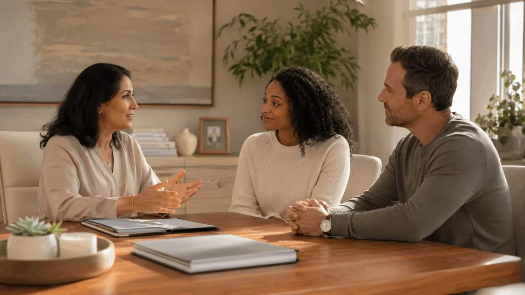 Intended parents meeting with IVF clinic surrogacy agency in Laguna Hills CA